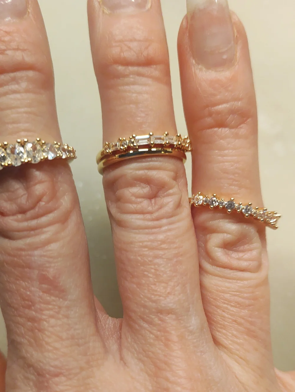 BOGO! NEW! Set Of 4 CZ Stackable Gold Rings Size 6